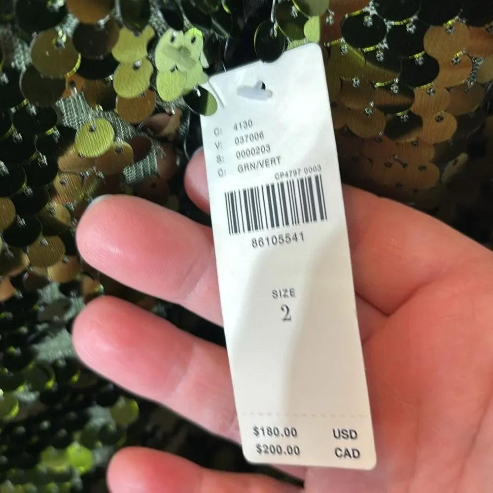 Anthropologie women’s 2 sequin drape back midi dress holiday celebration mermaid - Picture 4 of 7